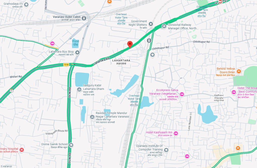Google Map view of Lalwani Properties office in Mahmoorganj Varanasi